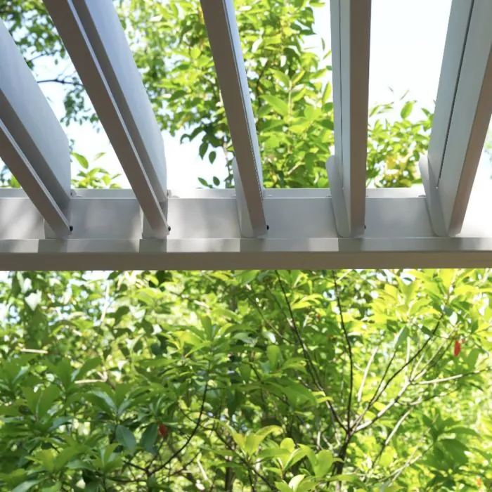 Close up of Pergola Louvres - White 3m x 3m