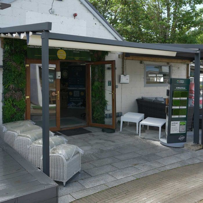 Tarasola Aster 3m x 3m Pergola with Retractable Cloth Roof - Anthracite Frame and Cream Cloth main product photo