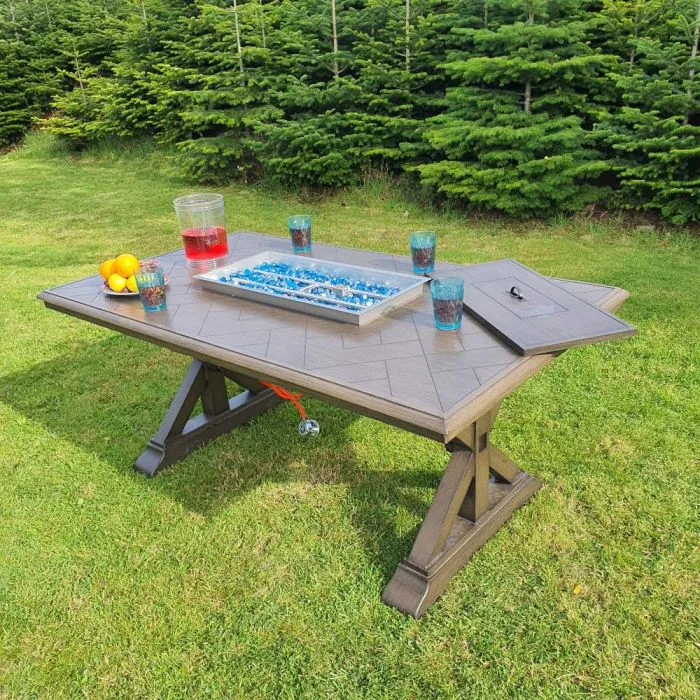 Bali Rectangular Table with Gas Fire Pit & Burner Kit Bali Rectangular Table with Gas Fire Pit & Burner Kit