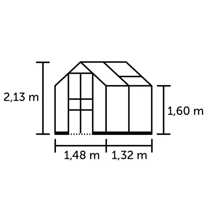 Halls Birdlip Greenhouse - 44 - 4ft x 4ft - Toughened - Green
