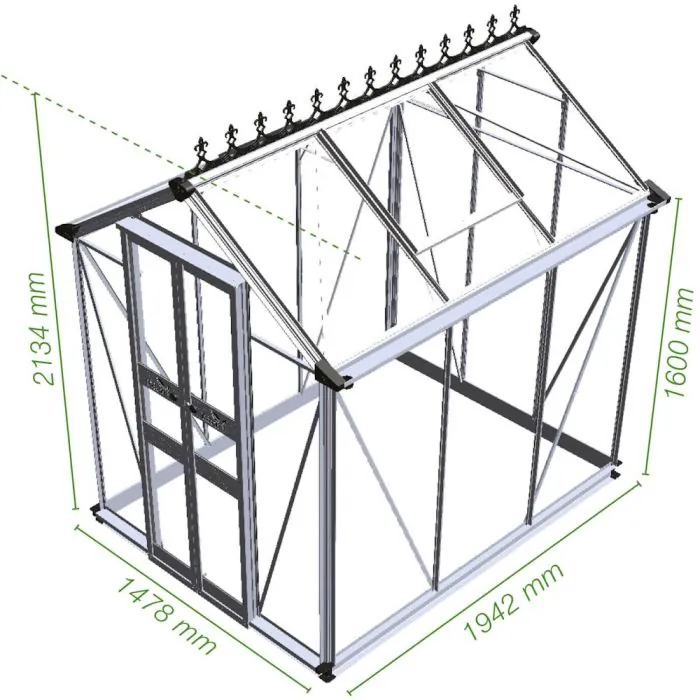 Halls Birdlip Greenhouse - 46 - 4ft x 6ft - Polycarbonate - Black