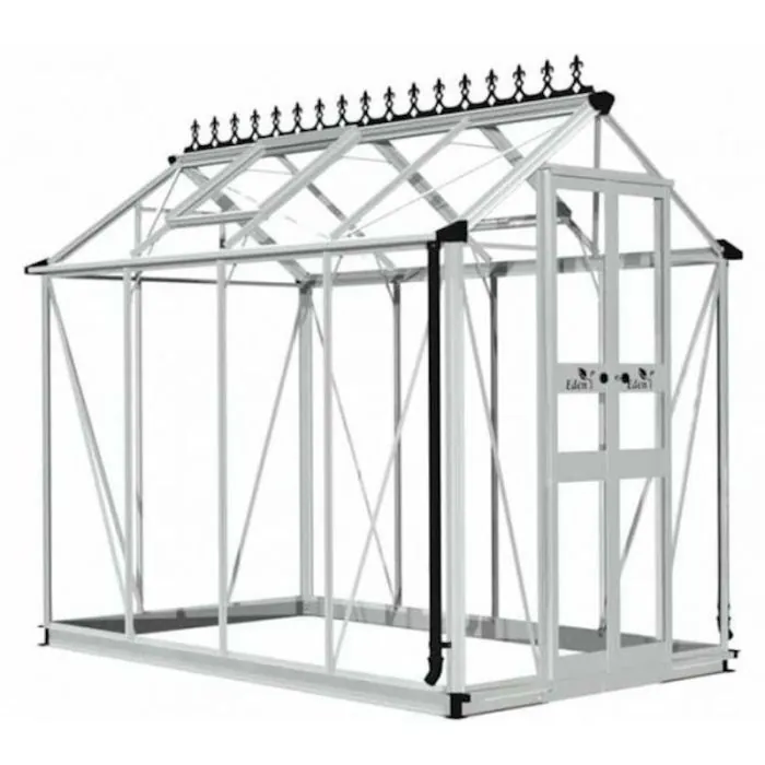 Halls Birdlip Greenhouse - 48 - 4ft x 8ft - Toughened - Silver