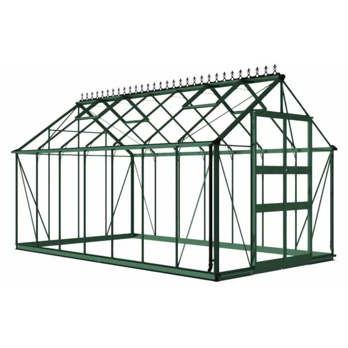 Halls Cotswold Blockley Greenhouse - 814 - 8ft x 14ft - Green - Toughened