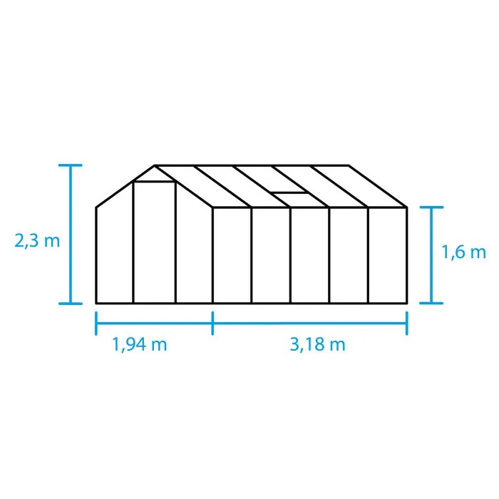 Halls Cotswold Burford Greenhouse - 610 - 6ft x 10ft - Polycarbonate - Silver