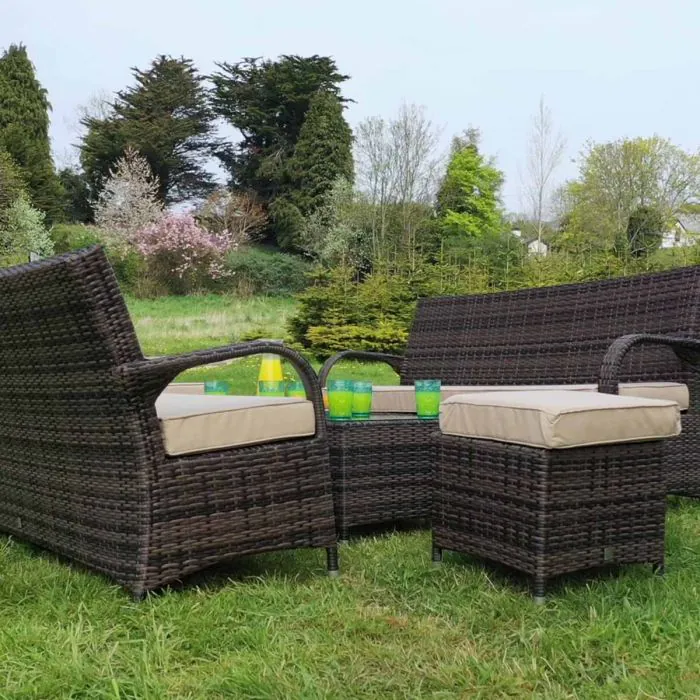 Cairo 3 Seat Sofa Set with Coffee Table 2 Sofas + 2 Footstools