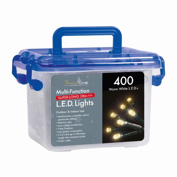 400 Warm White LED Multi Function Christmas Lights with Timer main product photo