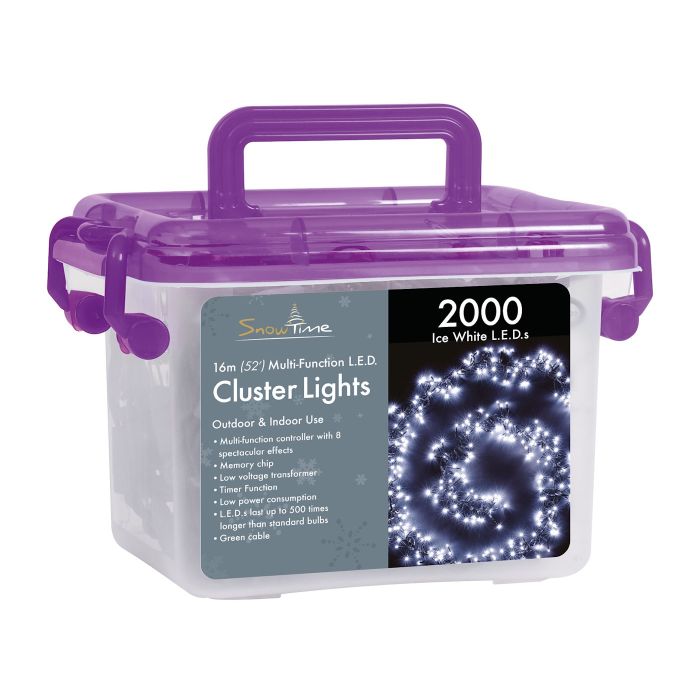 2000 White LED Cluster Lights with Timer main product photo