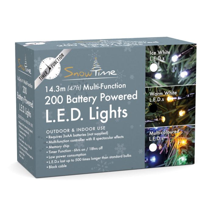 200 Warm White LED Chasing Lights (Battery Operated) main product photo