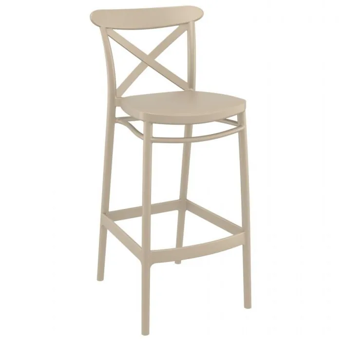 Cross Bar Stool - Taupe 