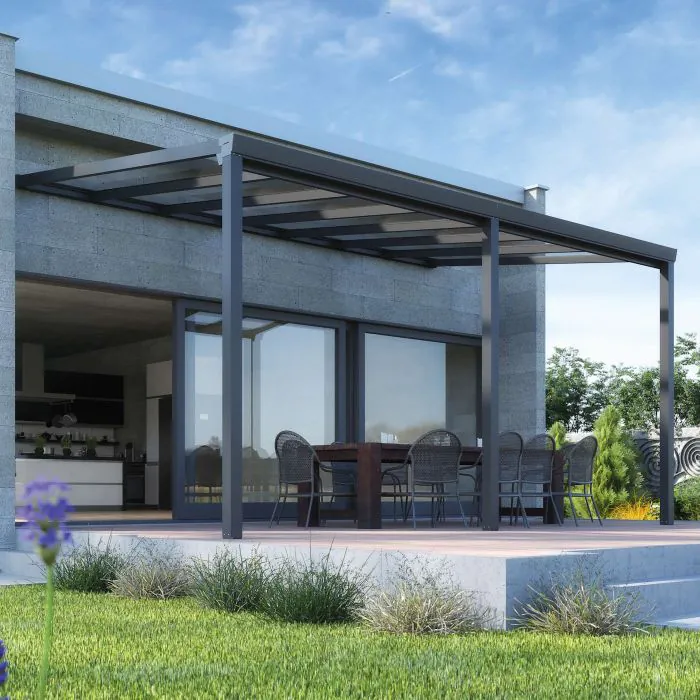 Aphrodite Veranda with Glass Roof - Anthracite - 3m x 3m