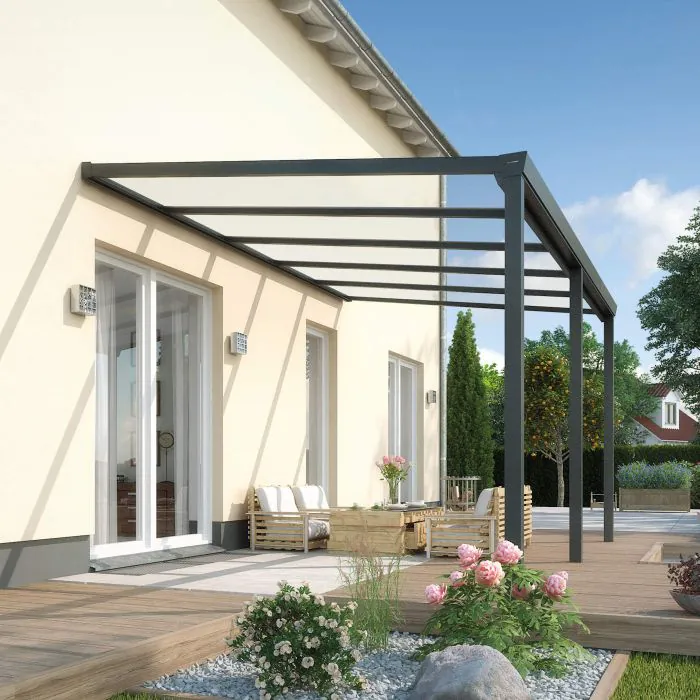 Aphrodite Veranda with Glass Roof - Anthracite - 3m x 3m
