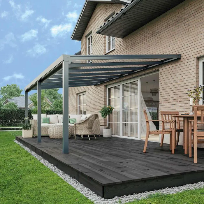Aphrodite Veranda with Glass Roof - Anthracite - 3m x 3m