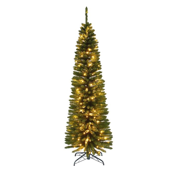 7ft (210cm) Green PVC Pencil Tree with Warm White LED main product photo