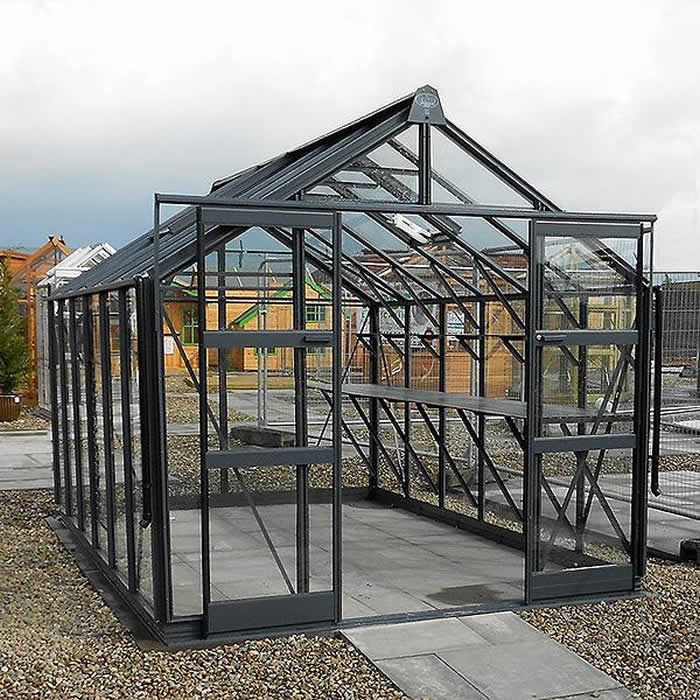 Titan 10'5 x 8'5 - In Milled Silver with Toughened Safety Glass and Graphite Barcapping main product photo