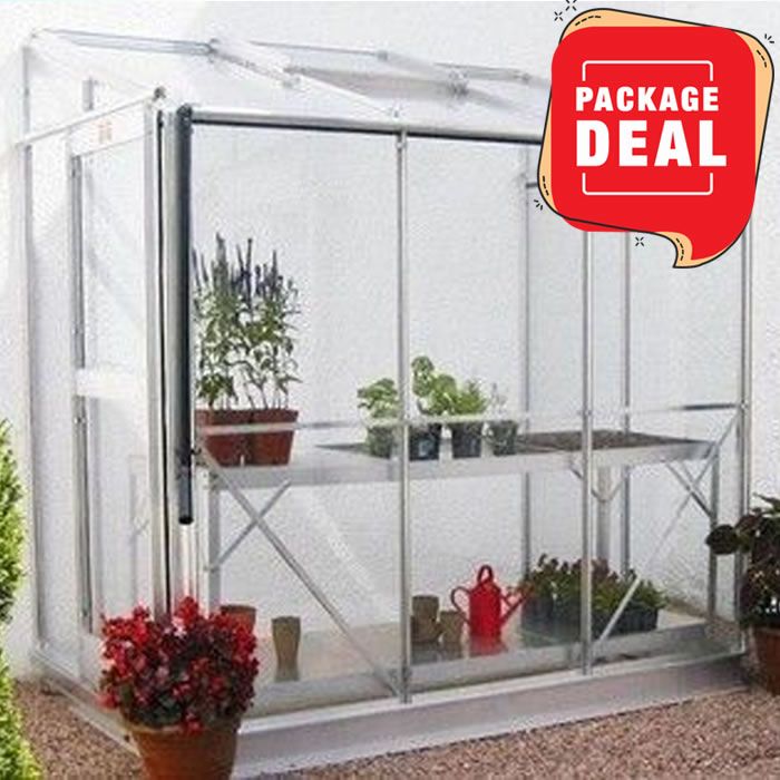 Elite Windsor 4' 4” Wide 'Low Ridge' Lean-to Package Greenhouse main product photo