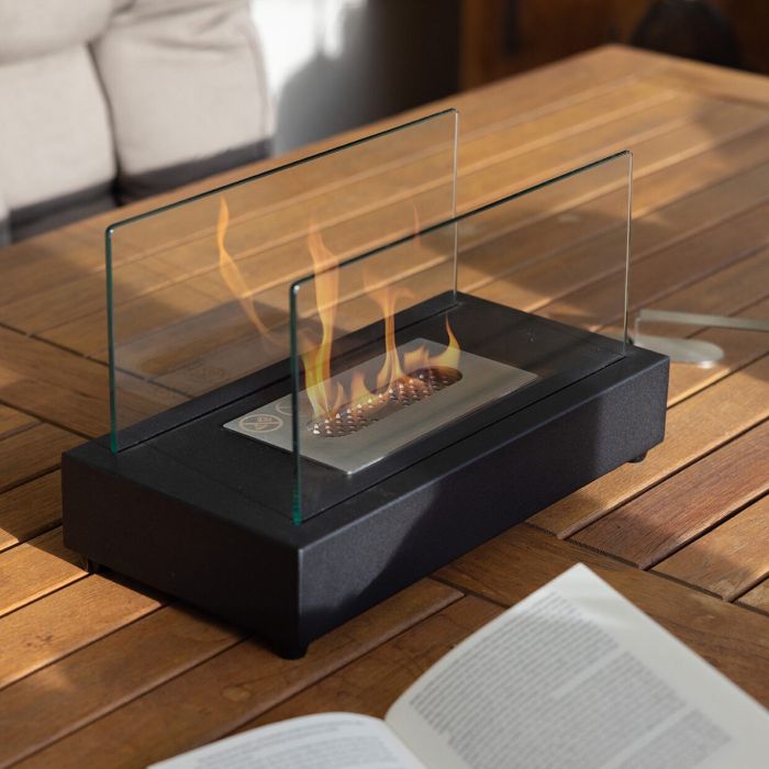 Black Rectangular Table Fireplace on Bioethanol main product photo