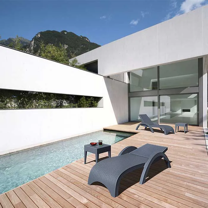 Fiji Grey Resin Sun Lounger