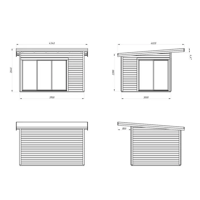 Andrea 11.2m (2.6m x 3.9m) Slide Plus Garden Room / Garden Office with Double Toughened Glass
