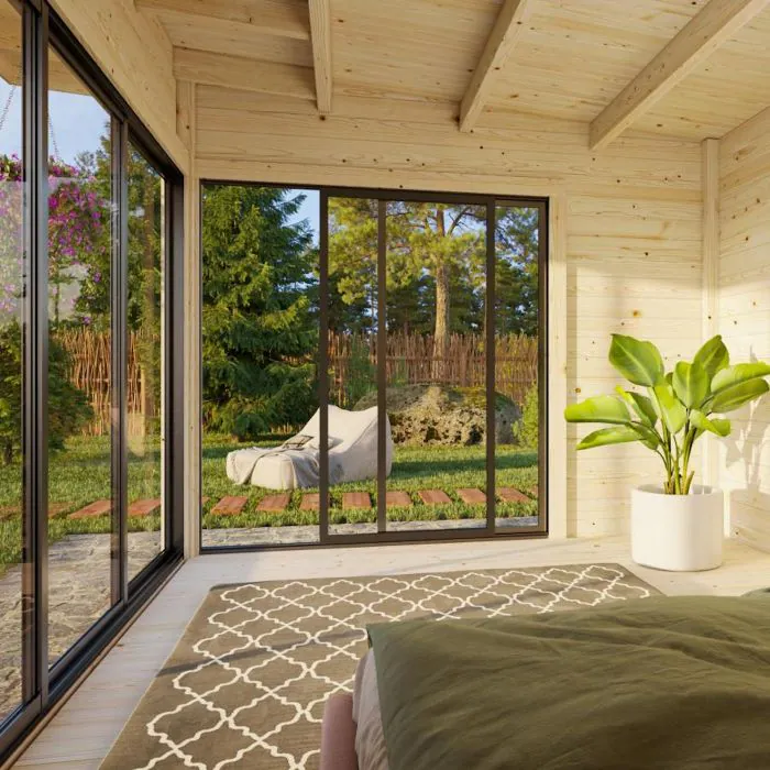 Andrea 11.2m (2.6m x 3.9m) Slide Plus Garden Room / Garden Office with Double Toughened Glass