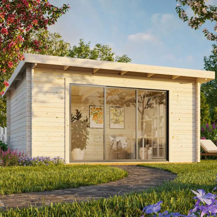 Lea 14.2sqm (2.4m x 4.7m) Slide Plus Garden Room / Home Office with Double Toughened Glass