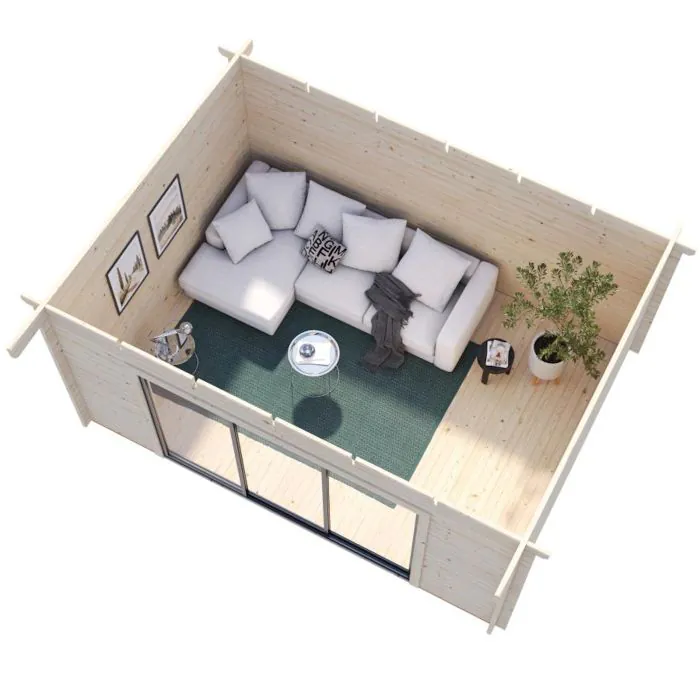 Lea 14.2sqm (2.4m x 4.7m) Slide Plus Garden Room / Home Office with Double Toughened Glass
