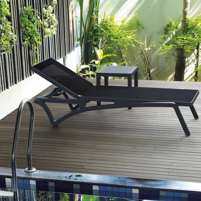 Pacific White Sun Lounger with Turquoise Fabric
