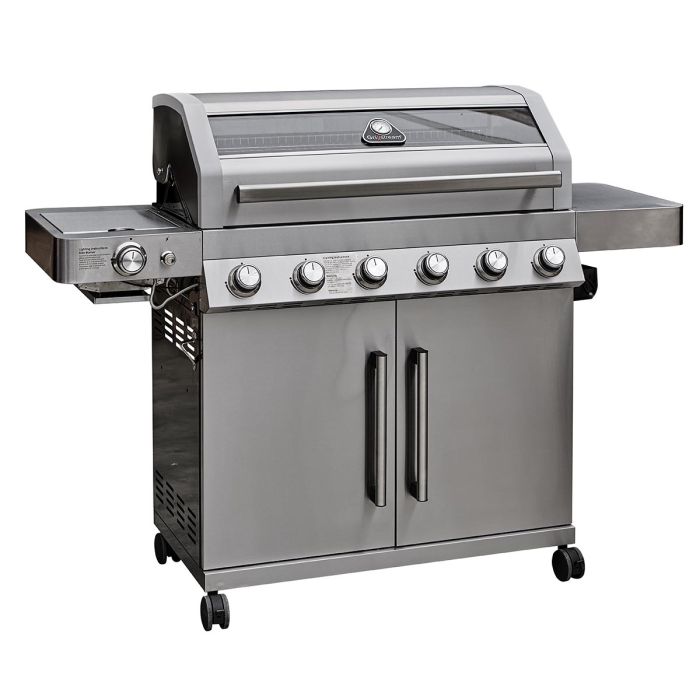 Grillstream Gourmet 6 Burner Hybrid Gas & Charcoal BBQ with Steak Shelf - Stainless Steel main product photo