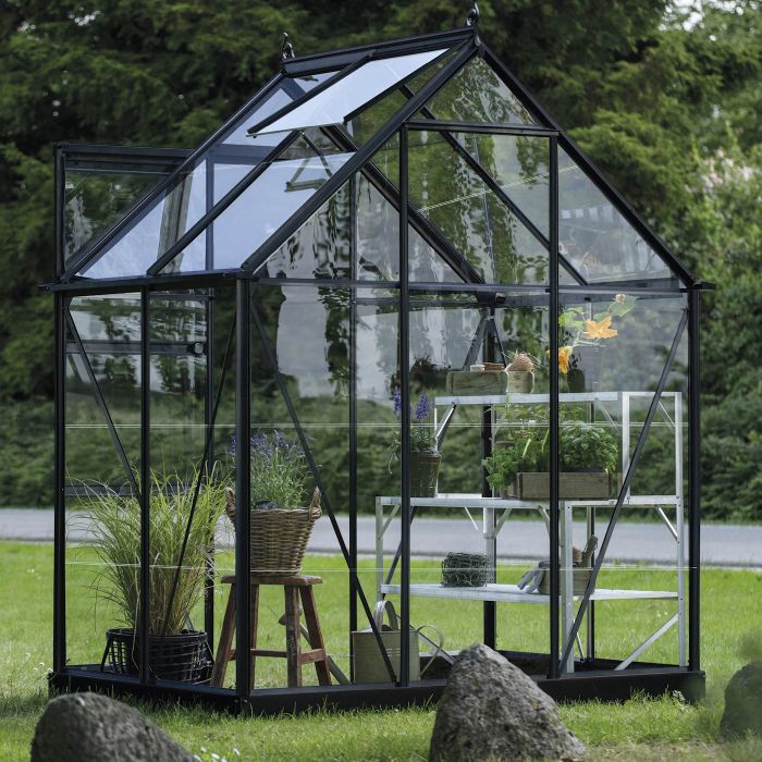 Halls ICON 6 Greenhouse - 2.5m² - 6ft x 4ft - Horticultural - Black main product photo
