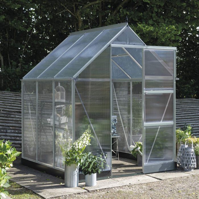 Halls ICON 6 Greenhouse - 3.7m² - 6ft x 6ft - Polycarbonate - Silver main product photo