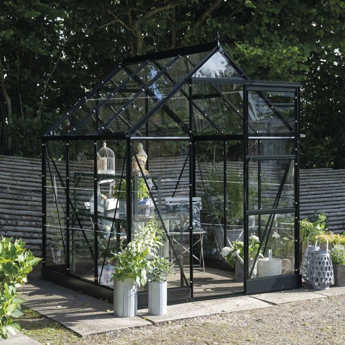 Halls ICON 6 Greenhouse - 3.7m² - 6ft x 6ft - Horticultural - Black main product photo