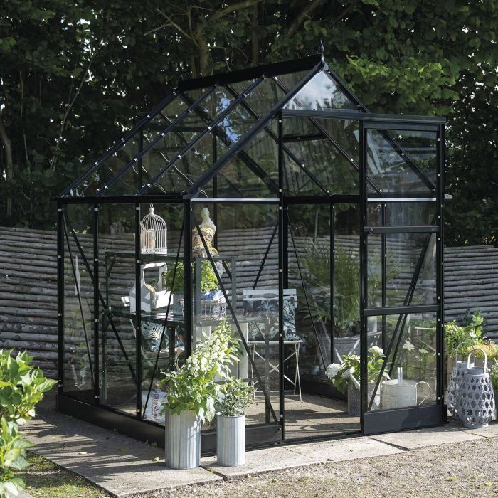 Halls ICON 6 Greenhouse - 3.7m² - 6ft x 6ft - Toughened - Black main product photo