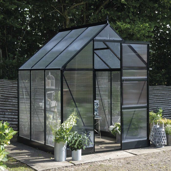 Halls ICON 6 Greenhouse - 3.7m² - 6ft x 6ft - Polycarbonate - Black main product photo