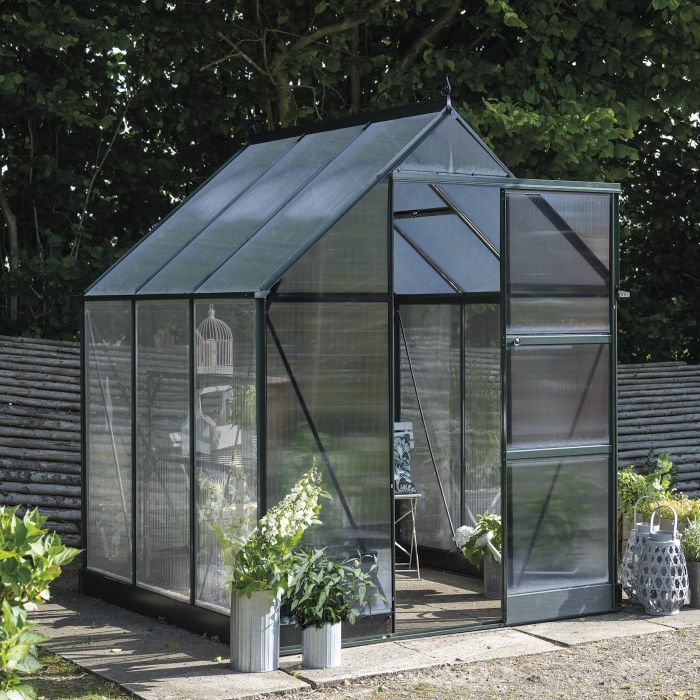 Halls ICON 6 Greenhouse - 3.7m² - 6ft x 6ft - Polycarbonate - Green main product photo