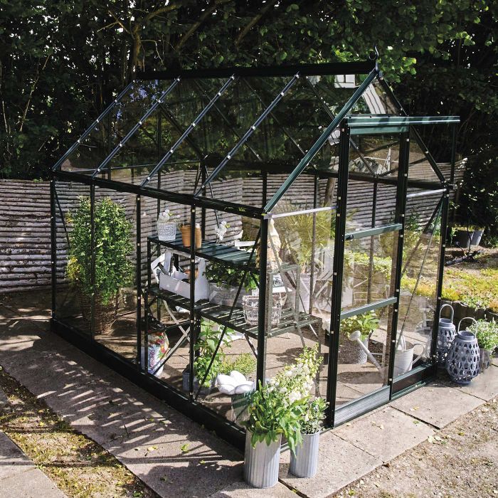 Halls ICON 6 Greenhouse - 4.9m² - 6ft x 8ft - Toughened - Green main product photo