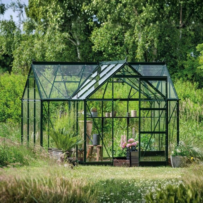 Halls ICON 6 Gardenhouse - 8.6m² (6 x 10) Green with 3mm Toughened Glass main product photo