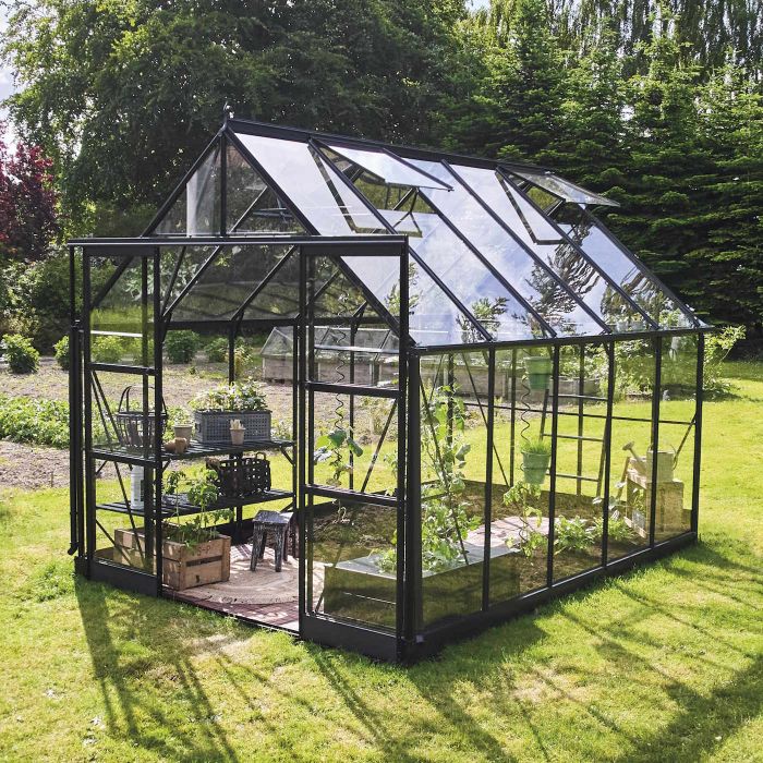 Halls ICON 8 Greenhouse - 8.1m² - 8ft x 10ft - Toughened - Black main product photo