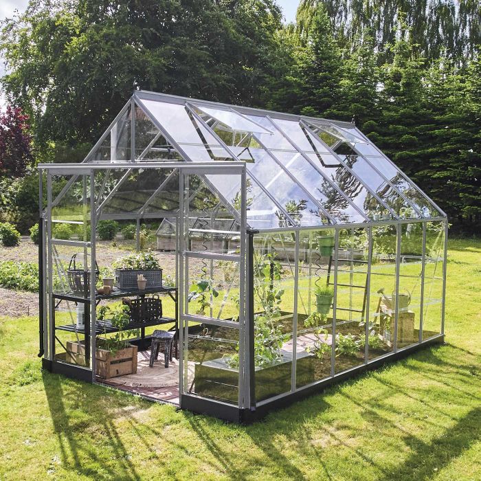 Halls ICON 8 Greenhouse - 9.7m² - 8ft x 12ft - Horticultural - Silver main product photo