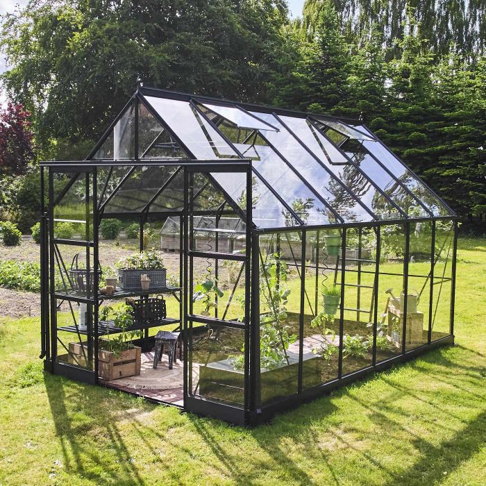 Halls ICON 8 Greenhouse - 9.7m² - 8ft x 12ft - Toughened - Black main product photo