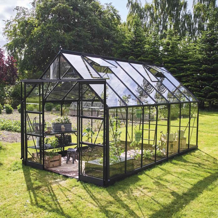 Halls ICON 8 Greenhouse - 11.2m² - 8ft x 14ft - Toughened - Black main product photo