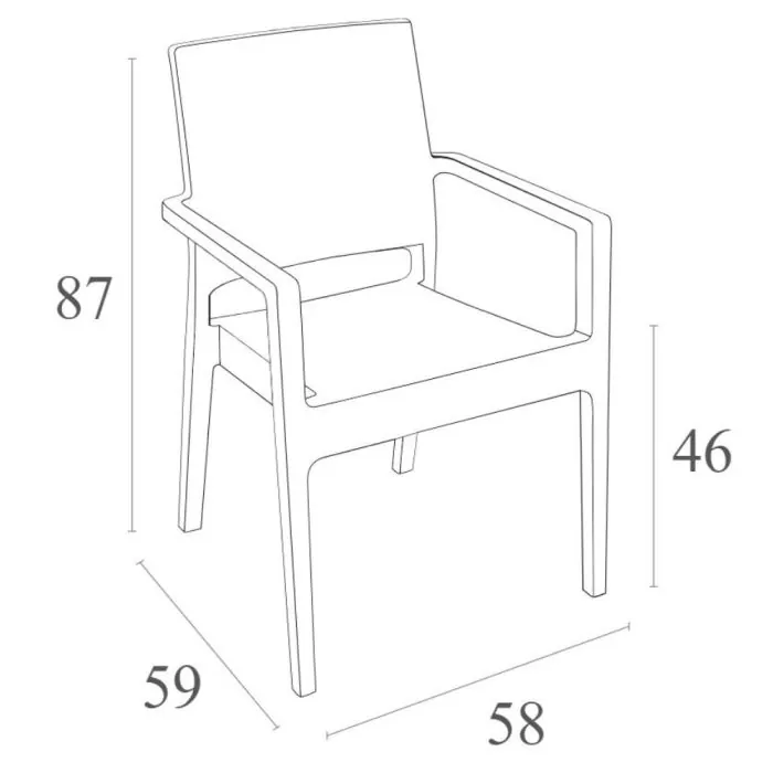 Ibiza White Stacking Rattan Commercial Armchair Dimensions