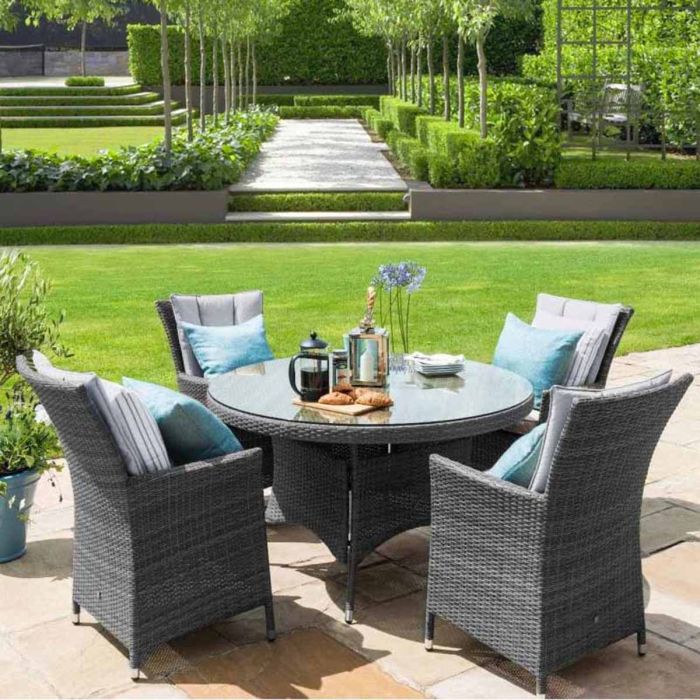 LA 4 Seaters Grey Rattan Round DIning Set main product photo
