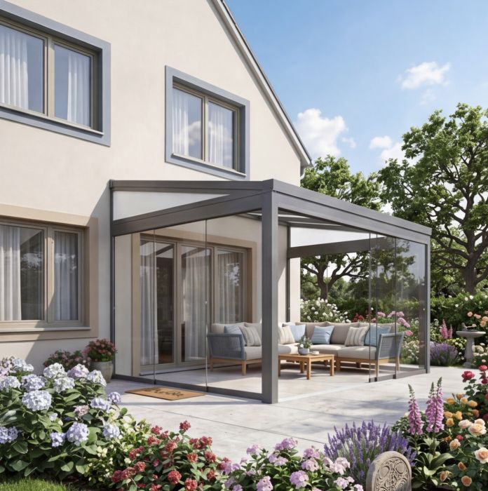 Legend Essence Garden Room with Polycarbonate Roof and Gables - Anthracite - 6m x 3m main product photo