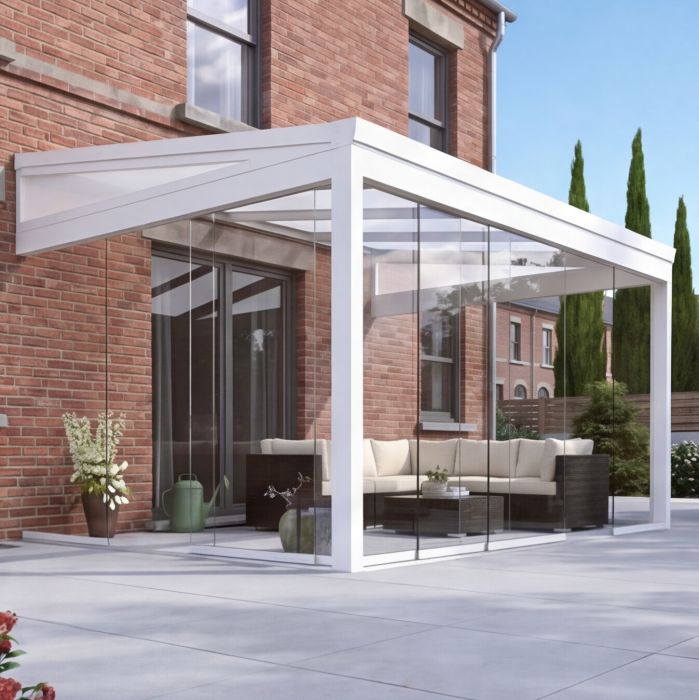 Legend Essence Garden Room with Polycarbonate Roof and Gables - White - 4m x 3m main product photo