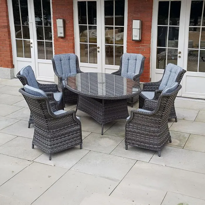 Inis 6 Seat Oval Dining Set - Dark Grey