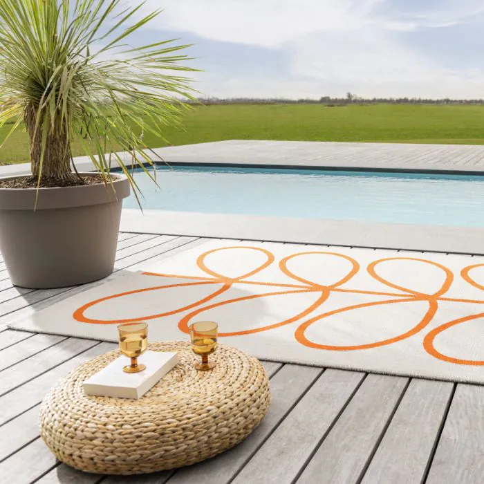 Outdoor Orla Kiely Giant Linear Stem Persimmon Carpet (160cm x 230cm)