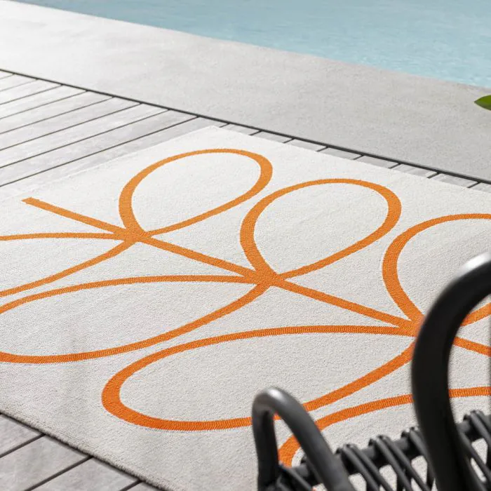 Outdoor Orla Kiely Giant Linear Stem Persimmon Carpet (160cm x 230cm)