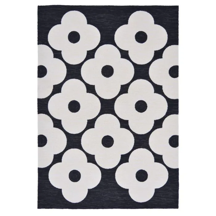 Outdoor Orla Kiely Spot Flower Black Carpet (160cm x 230cm)