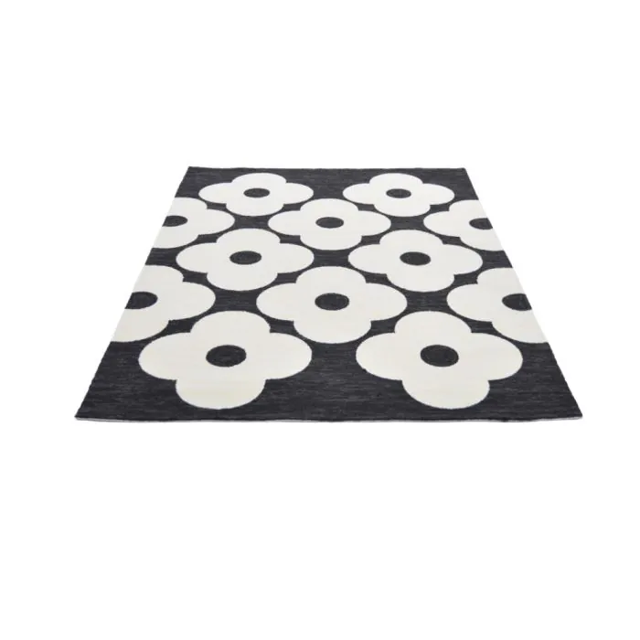 Outdoor Orla Kiely Spot Flower Black Carpet (160cm x 230cm)