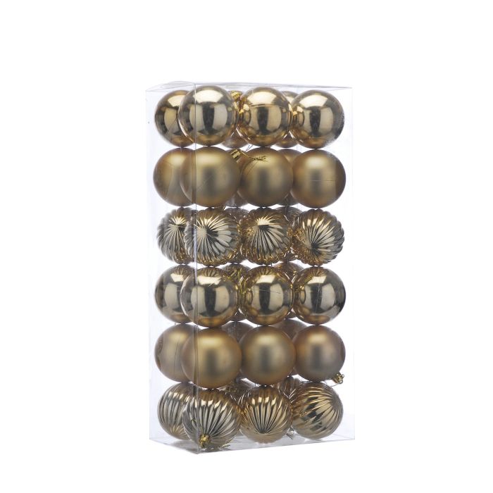 36 pack 6cm Mixed Finish Champagne Gold Baubles main product photo