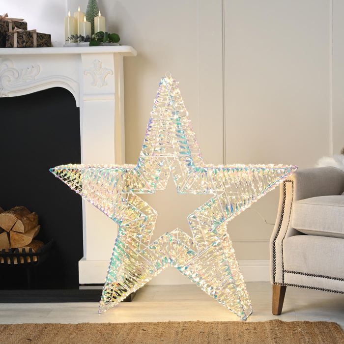 100cm Lit Iridescent Star - Multi Function Warm White LED main product photo